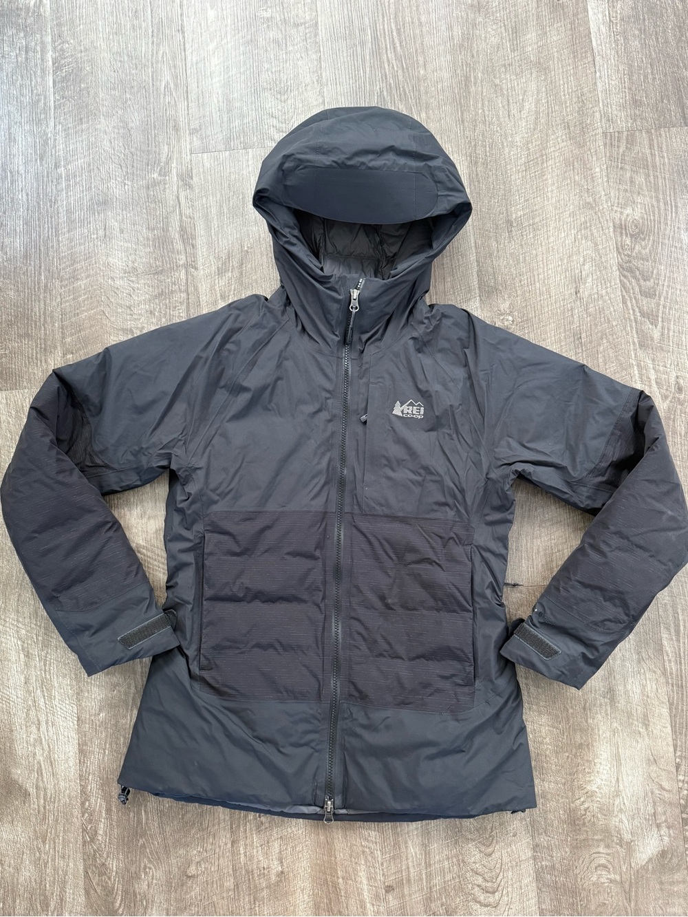 REI Co-Op Stormhenge 850 Down Hybrid Puffer Jacket Women's Sz S Black